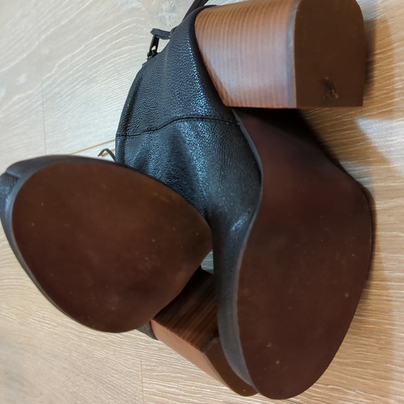 Jeffrey Campbell 'Rumble' Black Leather Block Heeled Booties - Women’s Size 6.5 - Picture 4 of 5